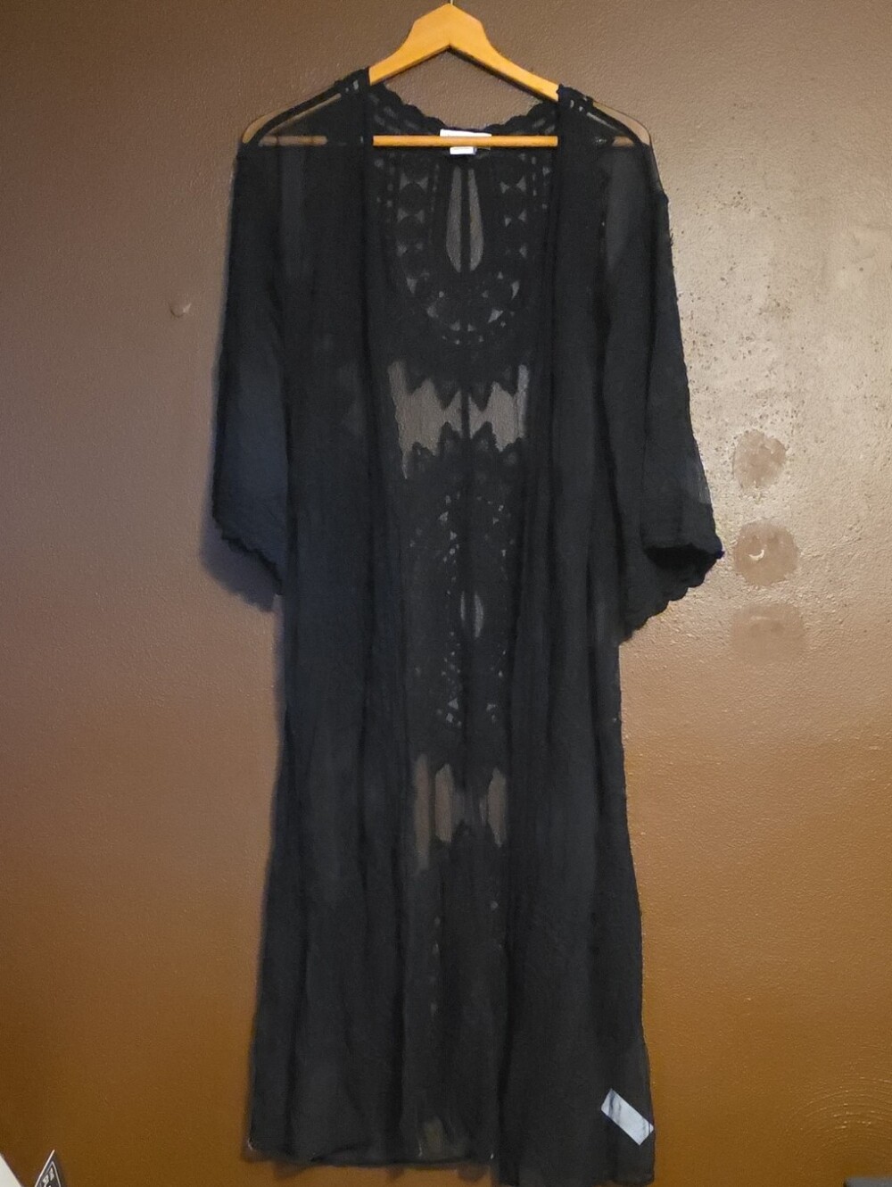 Rachel Zoe Black Sheer Crochet Maxi Cover-Up